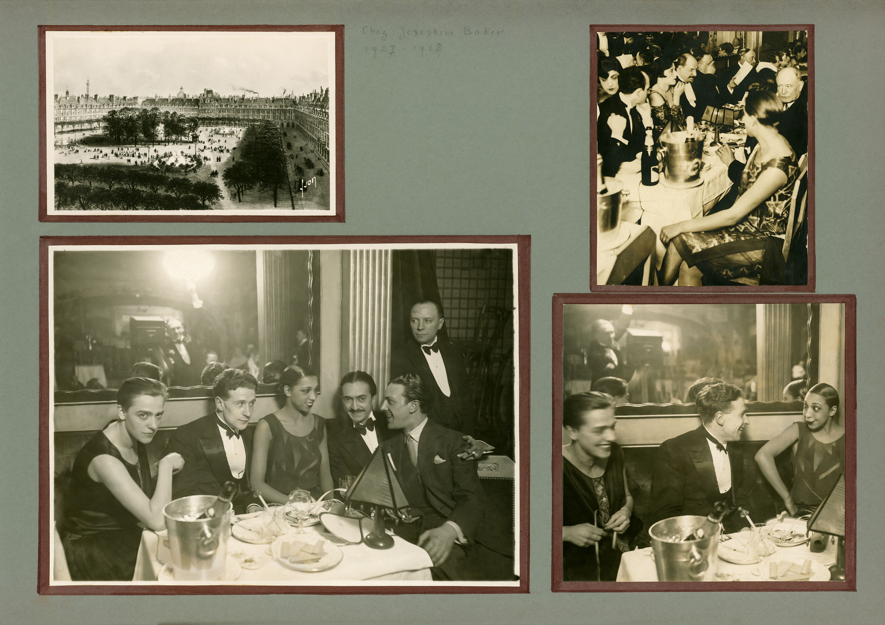Dall’album di Régine Renchon (Tigy). Gli anni parigini: Simenon con Tigy e Joséphine Baker nel locale ‘Chez Josephine’. Parigi, 1926 ca./ Coll. Diane Simenon. © Simenon.™