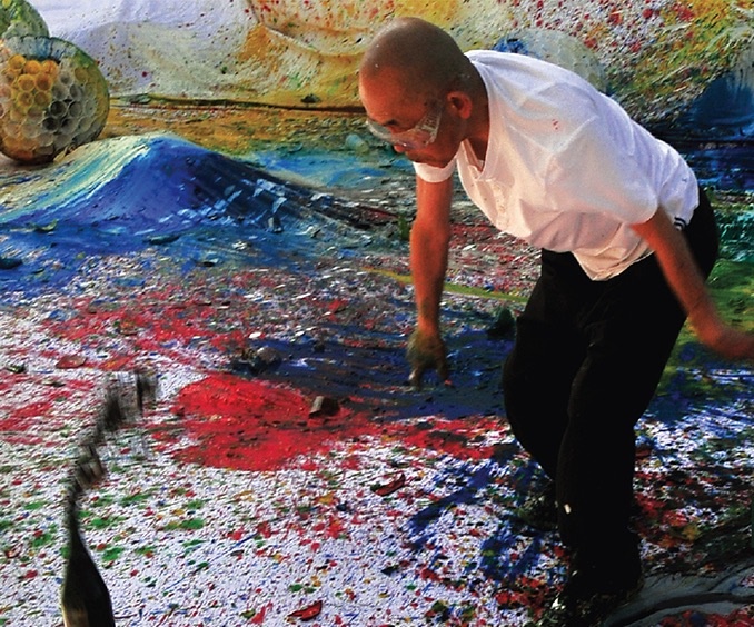 Shozo Shimamoto in performance