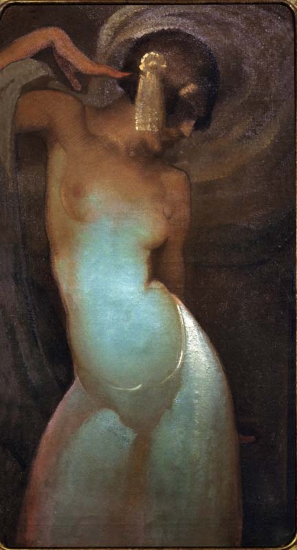 (Edgardo Sambo, Salomé, circa 1918, olio su tela, 124 x 68 cm)