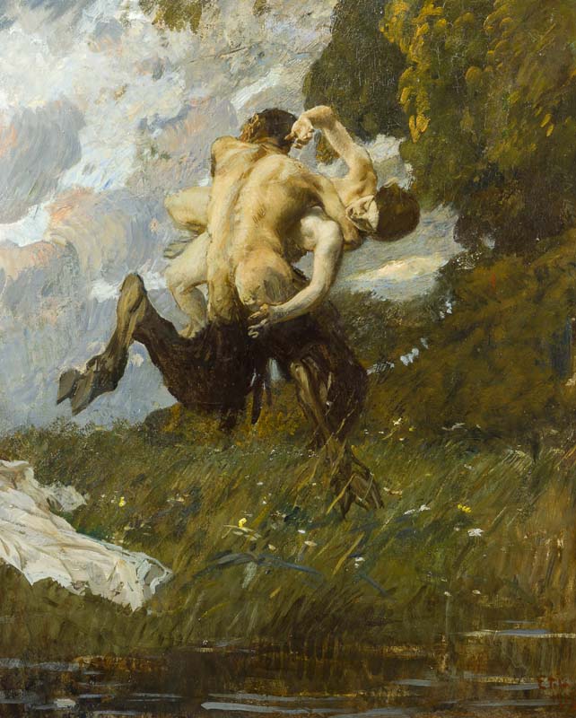 (Ettore Tito, Il ratto, 1913. Olio su tela. Collezione privata)