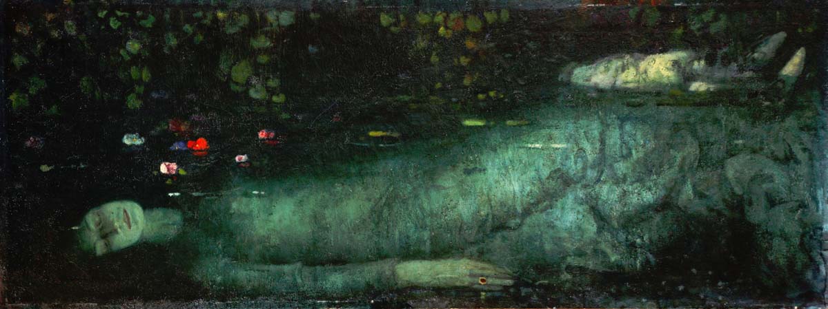 (Felice Carena, Ofelia, 1912, olio su tela, 62 x 200 cm. Proprietà Alessandro Fogliato)