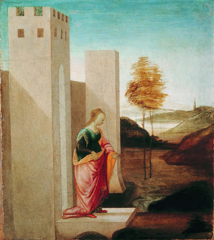 Filippino Lippi (Prato 1457 circa - Firenze 1504), Vashti lascia il palazzo reale, Italia, 1475 ca. tempera su tavola. Firenze, Museo Horne.