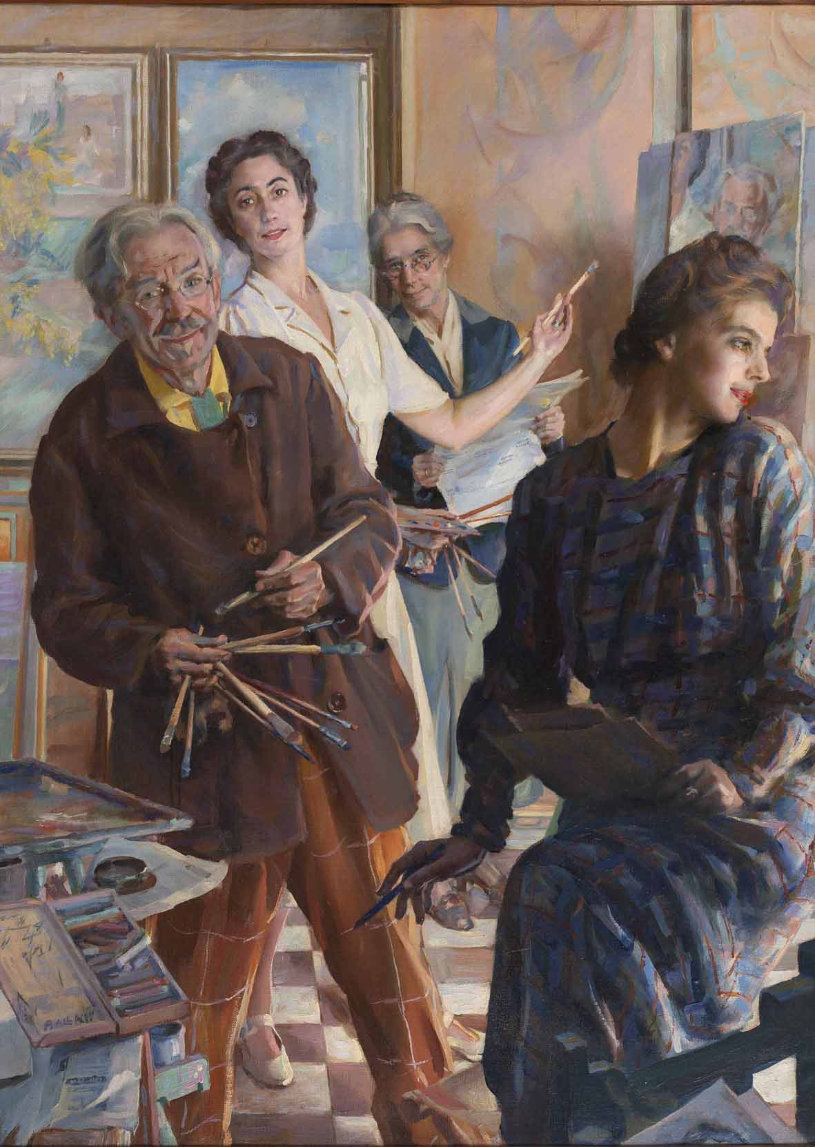 Giacomo Balla: La famiglia del pittore, ottobre 1945, olio su tela, cm 138 x 100,5. Roma, Galleria Nazionale d’Arte Moderna e Contemporanea. GNAMC/foto di Alessandro Vasari © Giacomo Balla, by SIAE 2025