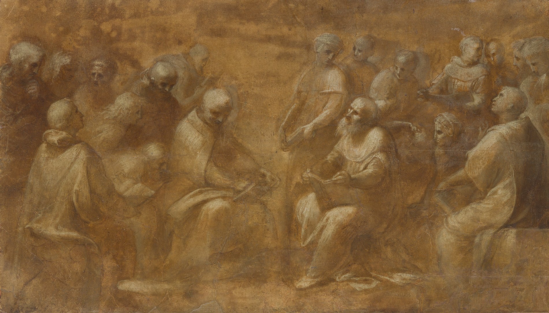 Raffaello Sanzio, copia da, Studio per la parte inferiore della Disputa del Sacramento, 1510-1530 circa