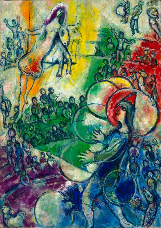 Marc Chagall, Circo o Clown con i cerchi, 1966, Olio su tela, 92x65 cm, Collezione privata