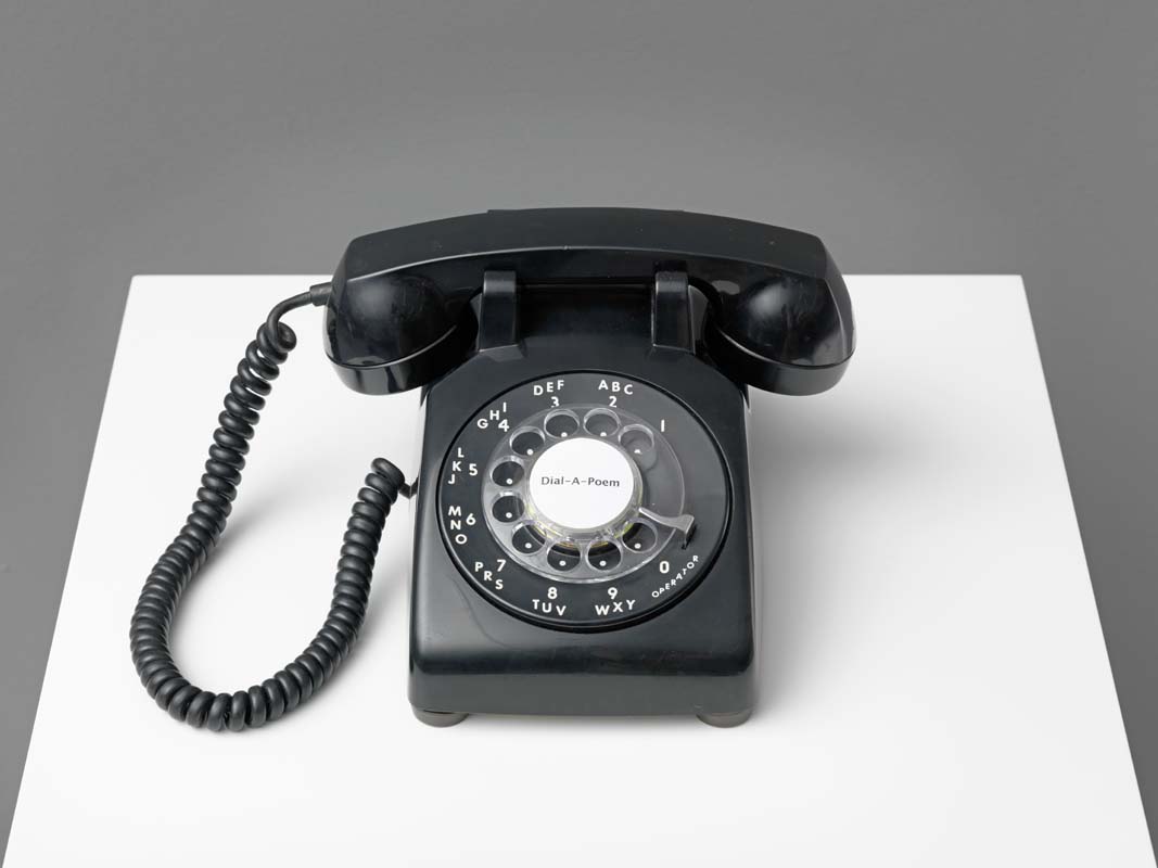 John Giorno, Dial-A-Poem (2012 version), 1968-2012, Telephone, soundfile player with 200 digitally recorded poems from 80 poets, courtesy of Giorno Poetry Systems