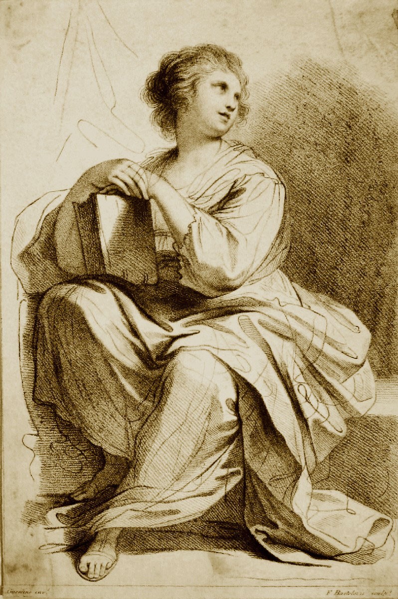 Francesco Bartolozzi (Firenze 1727- Lisbona 1815),
 Sibilla seduta a figura intera con le mani su un libro chiuso, 1794, da un disegno del Guercino ora alla Galleria Nazionale di Oslo