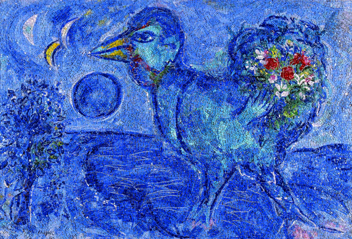 Marc Chagall, Le coq bleu, 1955-59, mosaico realizzato da Antonio Rocchi, Ravenna, MAR Museo d'Arte della città