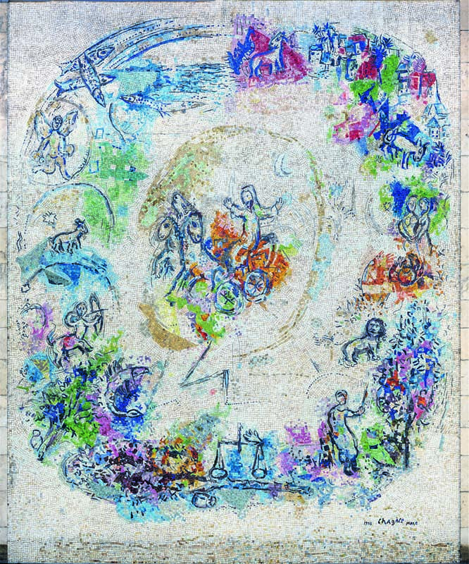 Marc Chagall, Le prophète Elie, 1971, mosaico, 715 cm x 570 cm, Musée National Marc Chagall, Nice