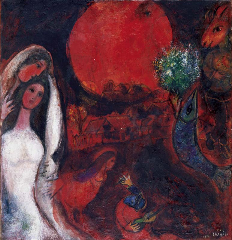 Marc Chagall, Villaggio con sole offuscato, 1950, Olio su tela, 73,5x69,5 cm, Collezione privata