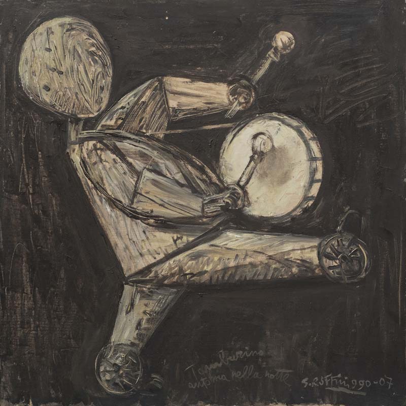 Giulio Ruffini Automa nella notte 1990-2007 olio su tavola, cm 50x50 