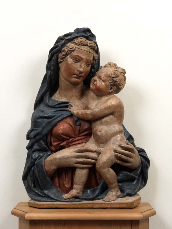 Jacopo della Quercia, Madonna col Bambino, 1420 circa, terracotta policroma, 82 x 62 x 21 cm; Siena, Oratorio di San Bernardino