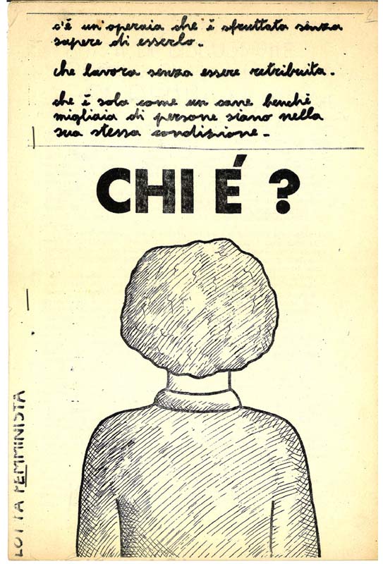 Documento del gruppo di Lotta femminista di Modena, 1973. Courtesy Archivio di storia delle donne di Bologna – Orlando Asp
