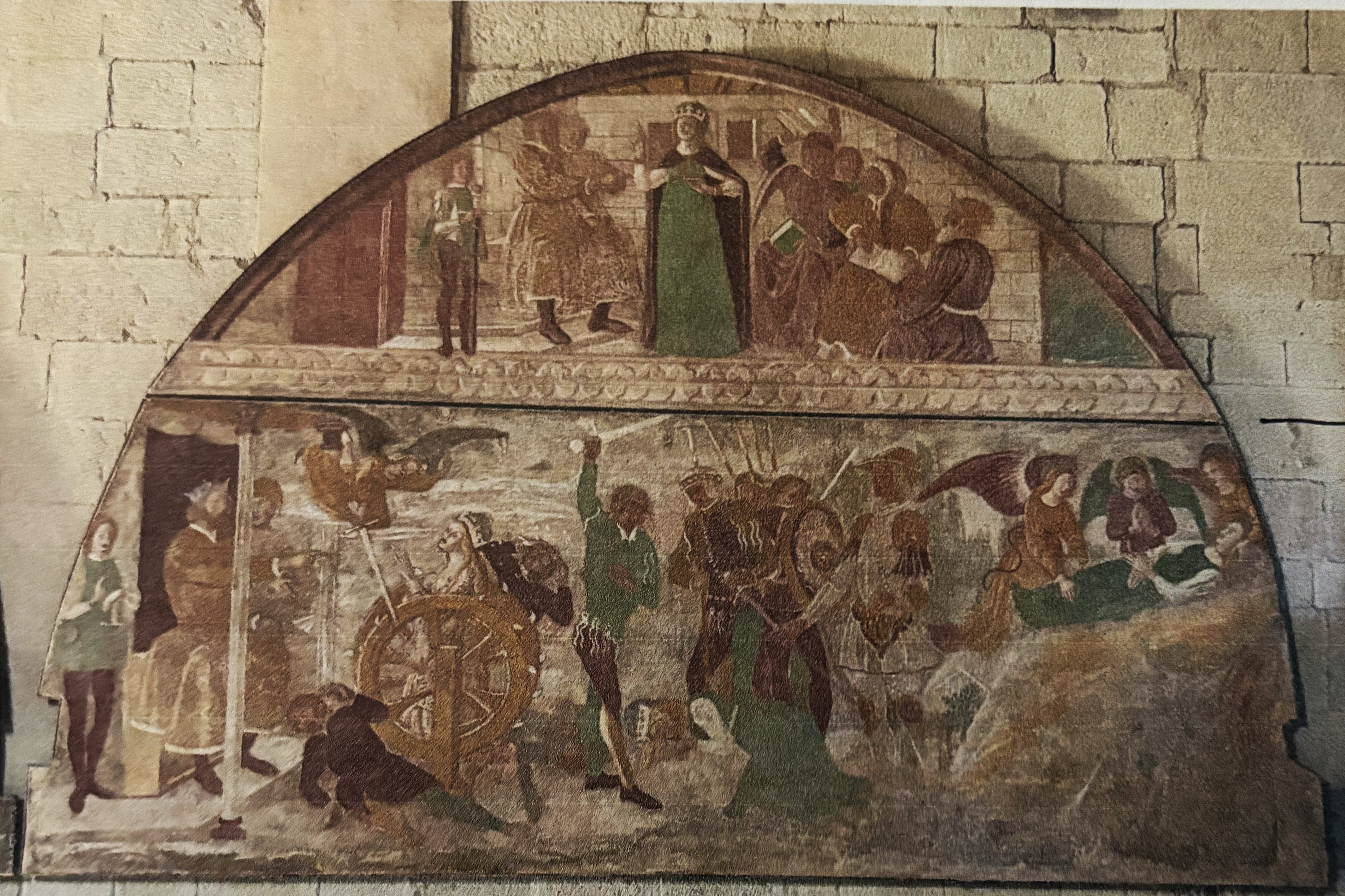 Oratorio di Santa Caterina, affresco di destra con il martirio della Santa
