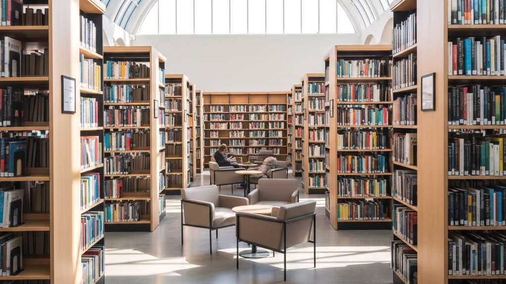 Interno di una biblioteca moderna - foto Gemini