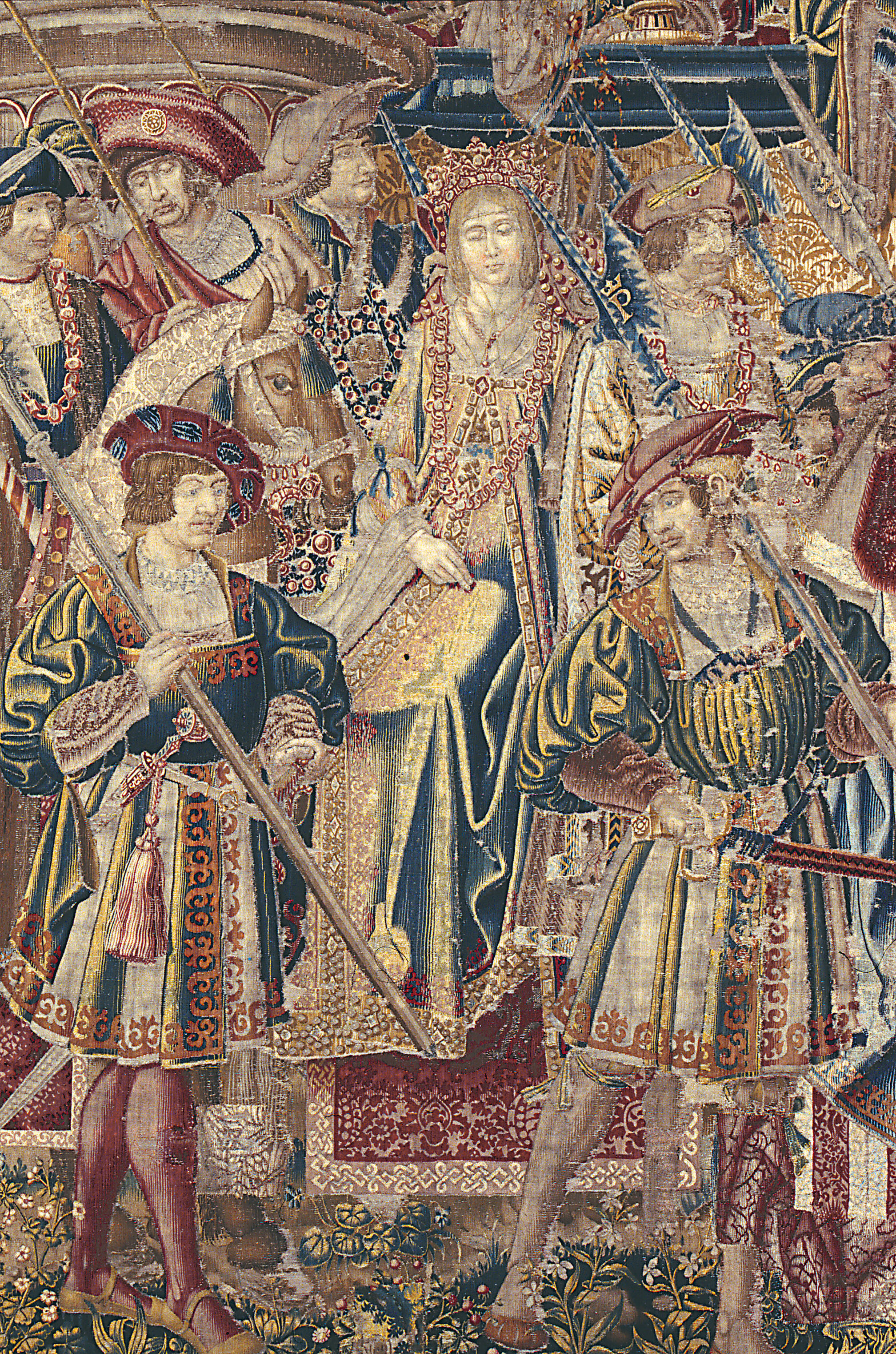 Manifattura di Bruxelles, primo quarto del XVI secolo, Corteo regale di nozze (particolare), arazzo in lana e seta