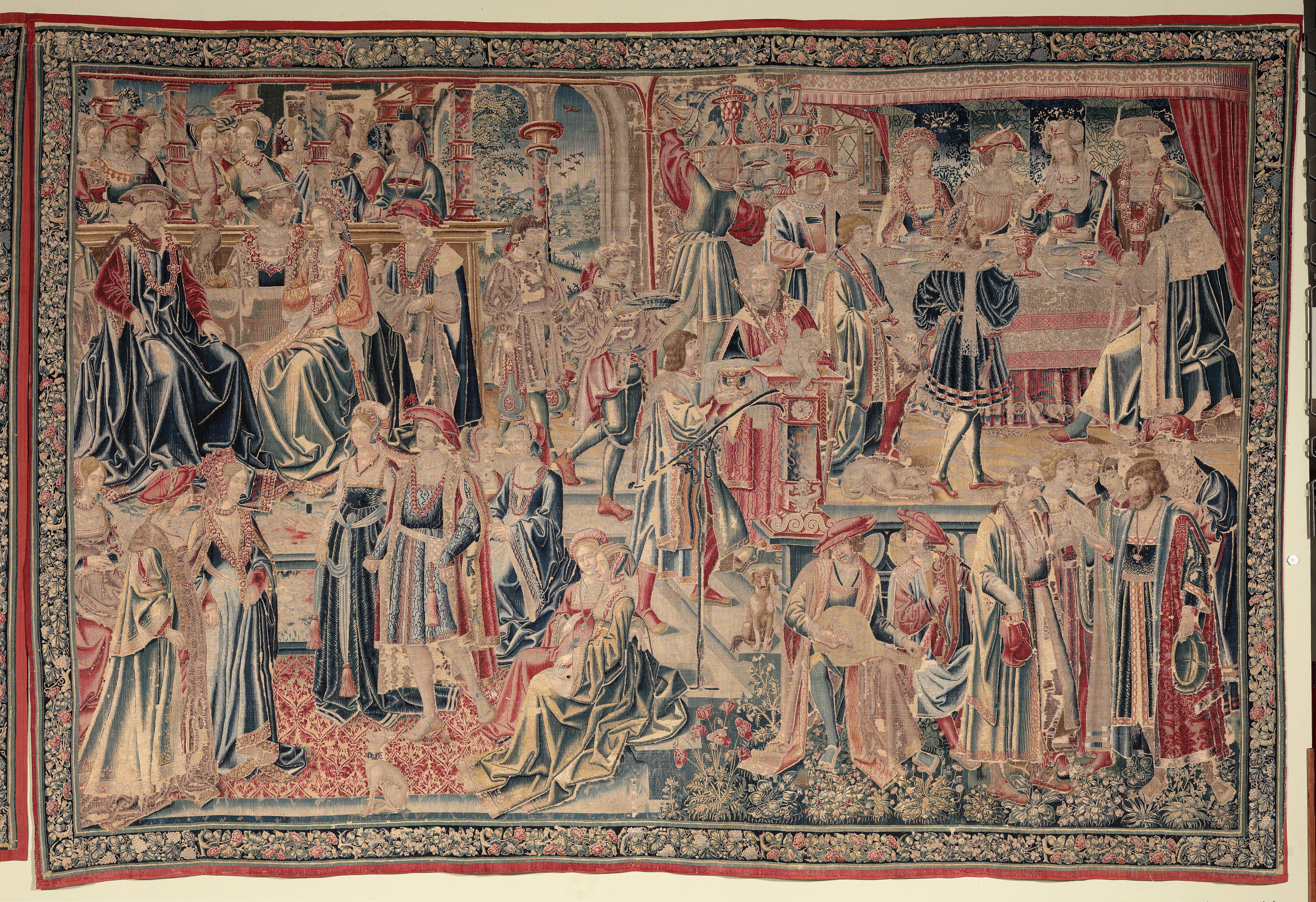 (Manifattura di Bruxelles, primo quarto del XVI secolo, Ricevimento con banchetto di nozze, arazzo 
in lana e seta)