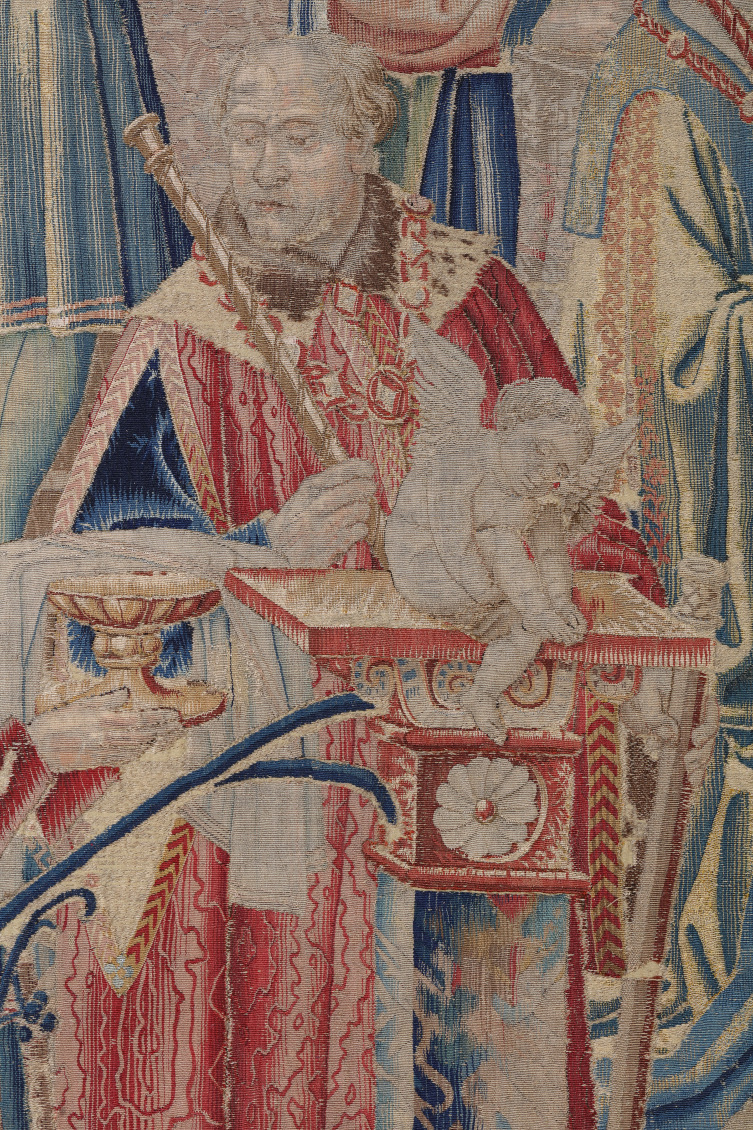 Manifattura di Bruxelles del primo quarto del XVI secolo, Ricevimento con banchetto di nozze, particolare, Piacenza, Galleria Alberoni