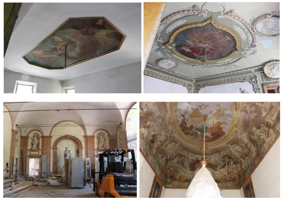 (nelle foto: alcune immagini dell'attuale stato dell'apparato decorativo del Complesso)