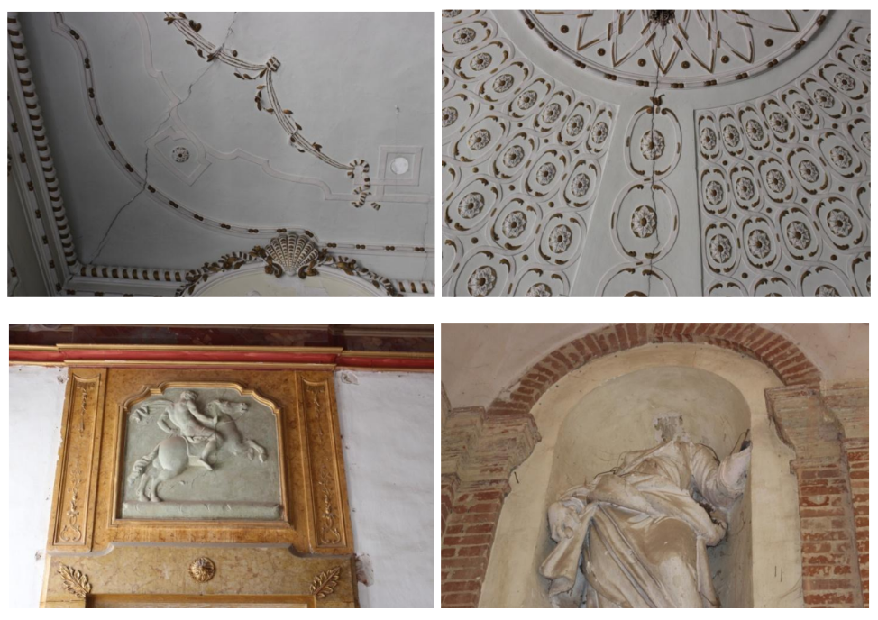 (nelle foto: alcune immagini dell'attuale stato dell'apparato decorativo del Complesso)