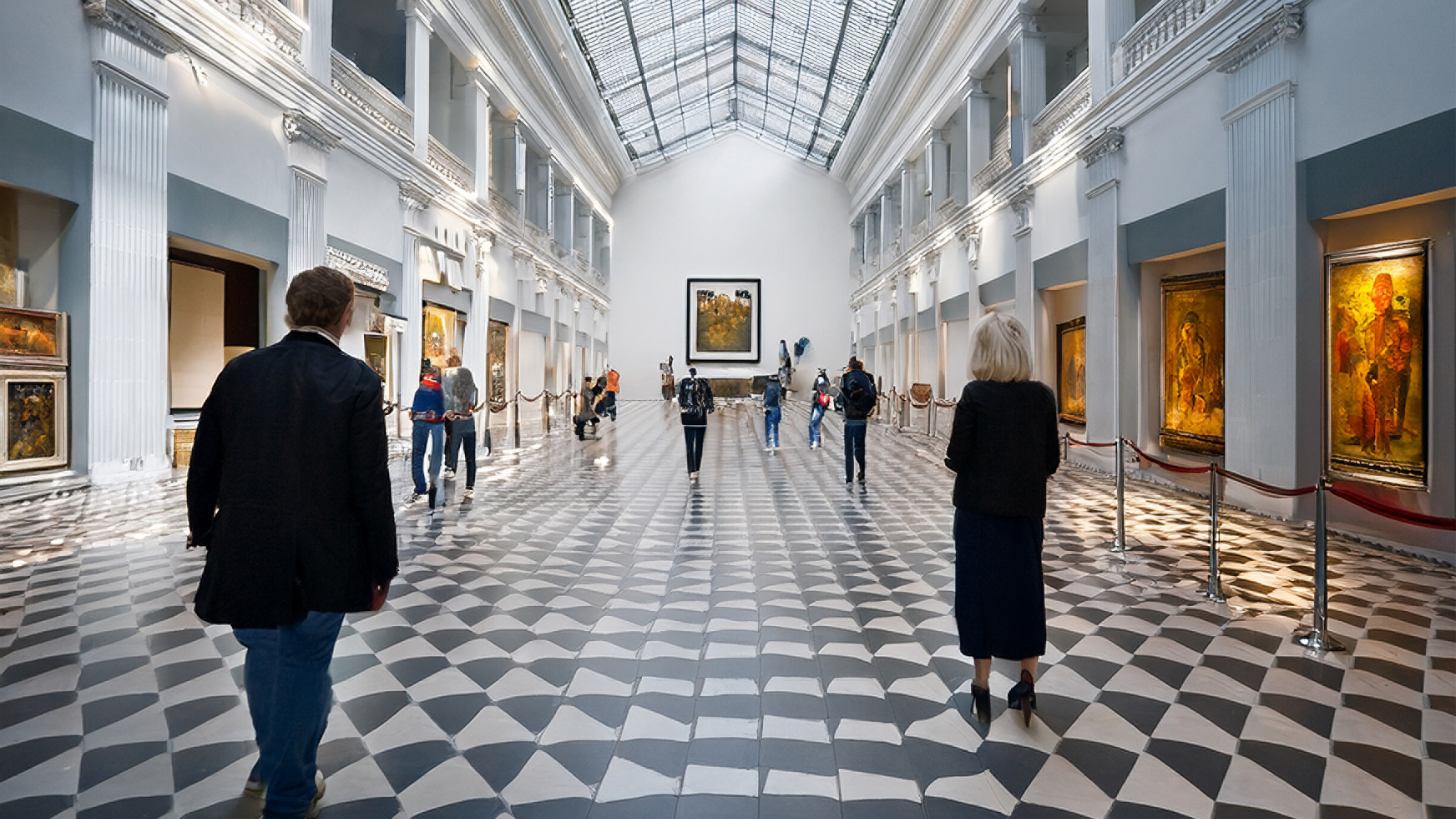 immagine di visitatori al museo creata con l'intelligenza artificiale