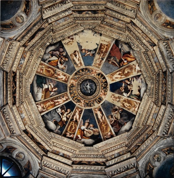 Piacenza. Basilica Santa Maria di Campagna. 1990 Restauro della Cupola della Natività dal Pordenone. Foto Archivio IBC
