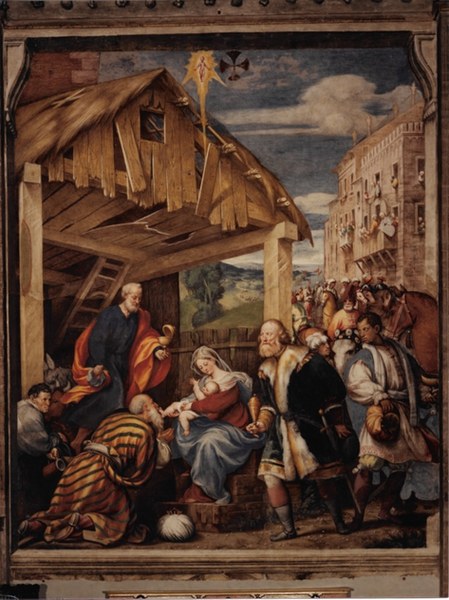 Piacenza. Cappella della Natività - 1988 Restauro del dipinto 'Adorazione dei magi' del Pordenone. Foto Archivio IBC