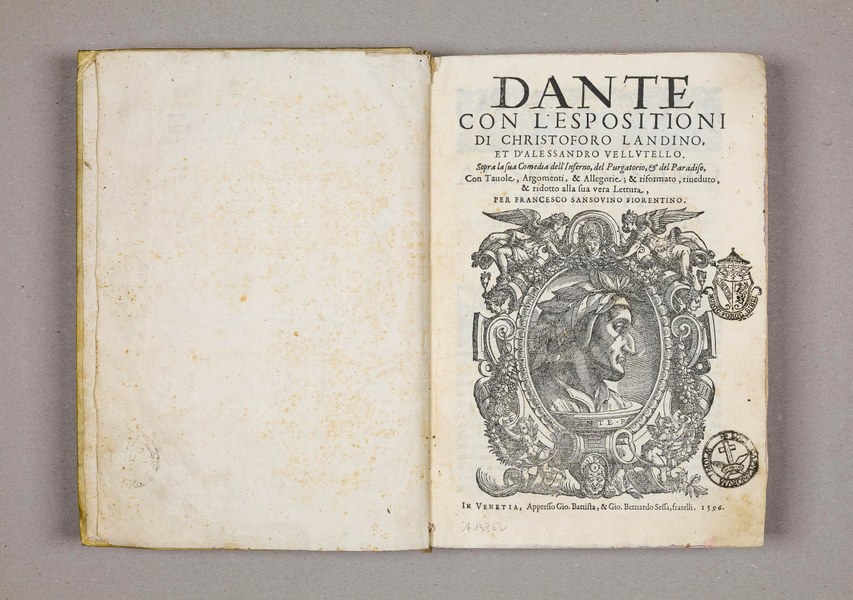 Biblioteca comunale di Imola, Dante, Commedia, Venezia, Sessa-Nicolini, 1596, frontespizio - ph. Biblioteca comunale di Imola